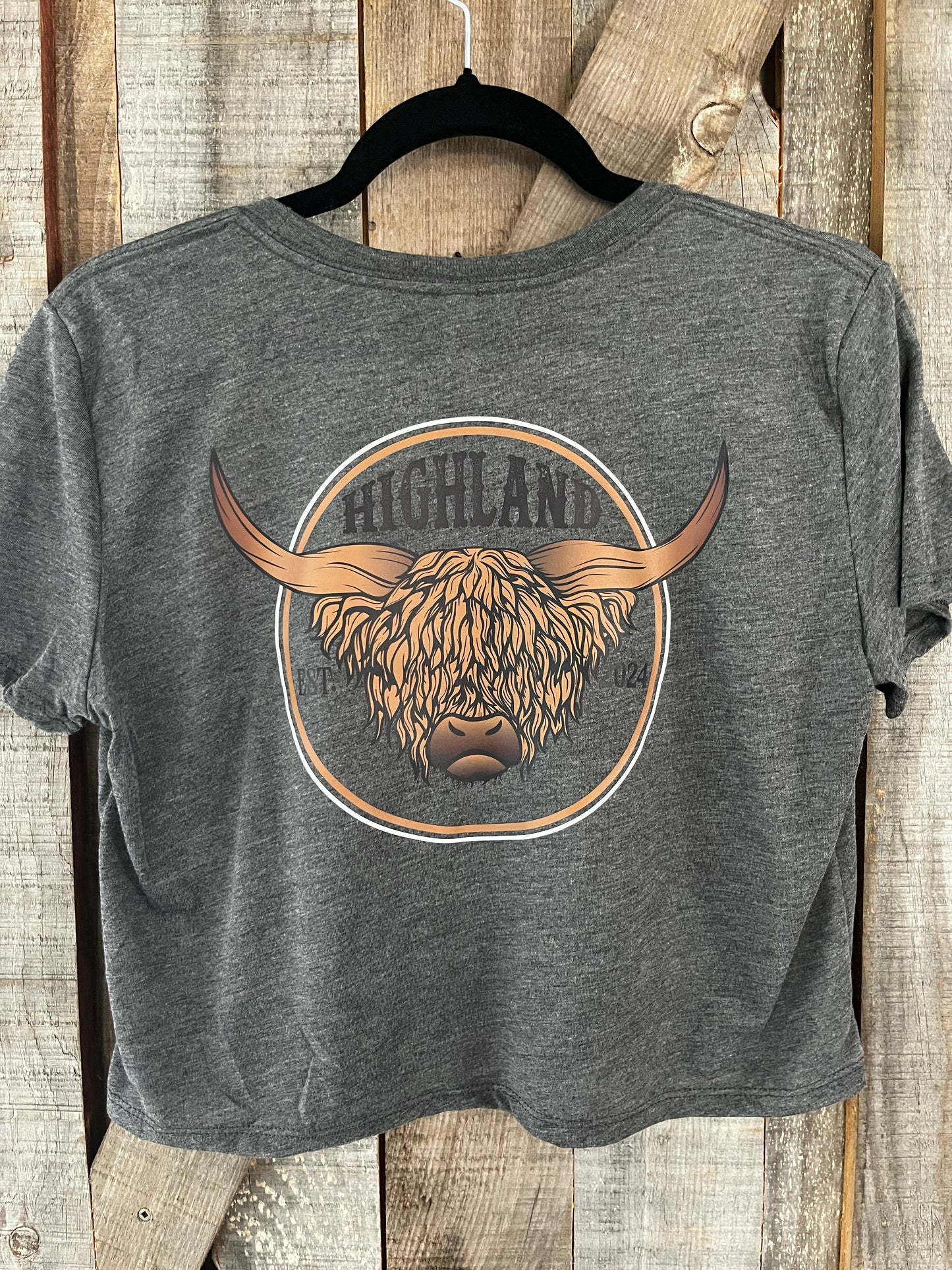 Highland Bull Grey Crop Top