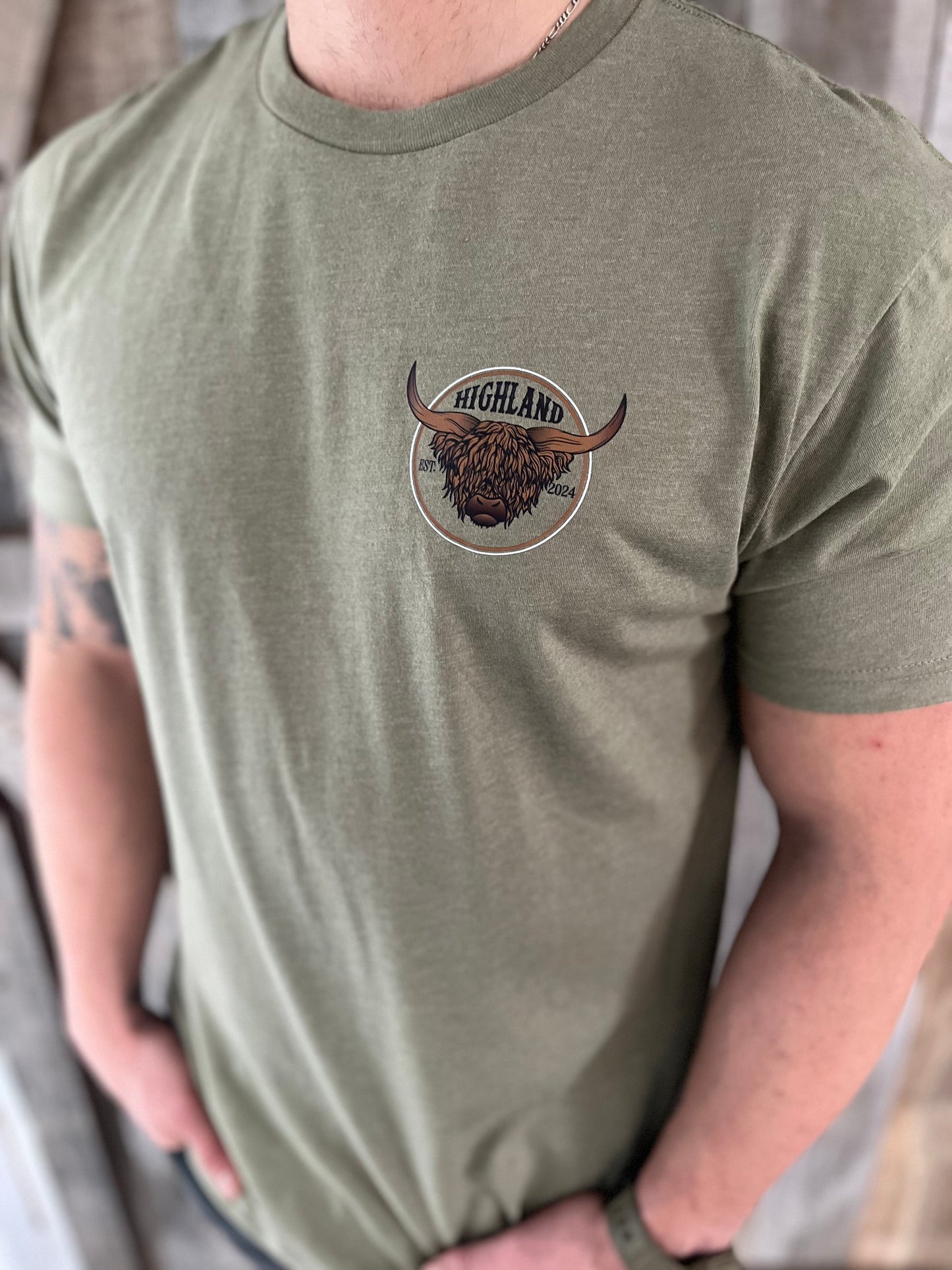 Highland Bull Olive T-Shirt