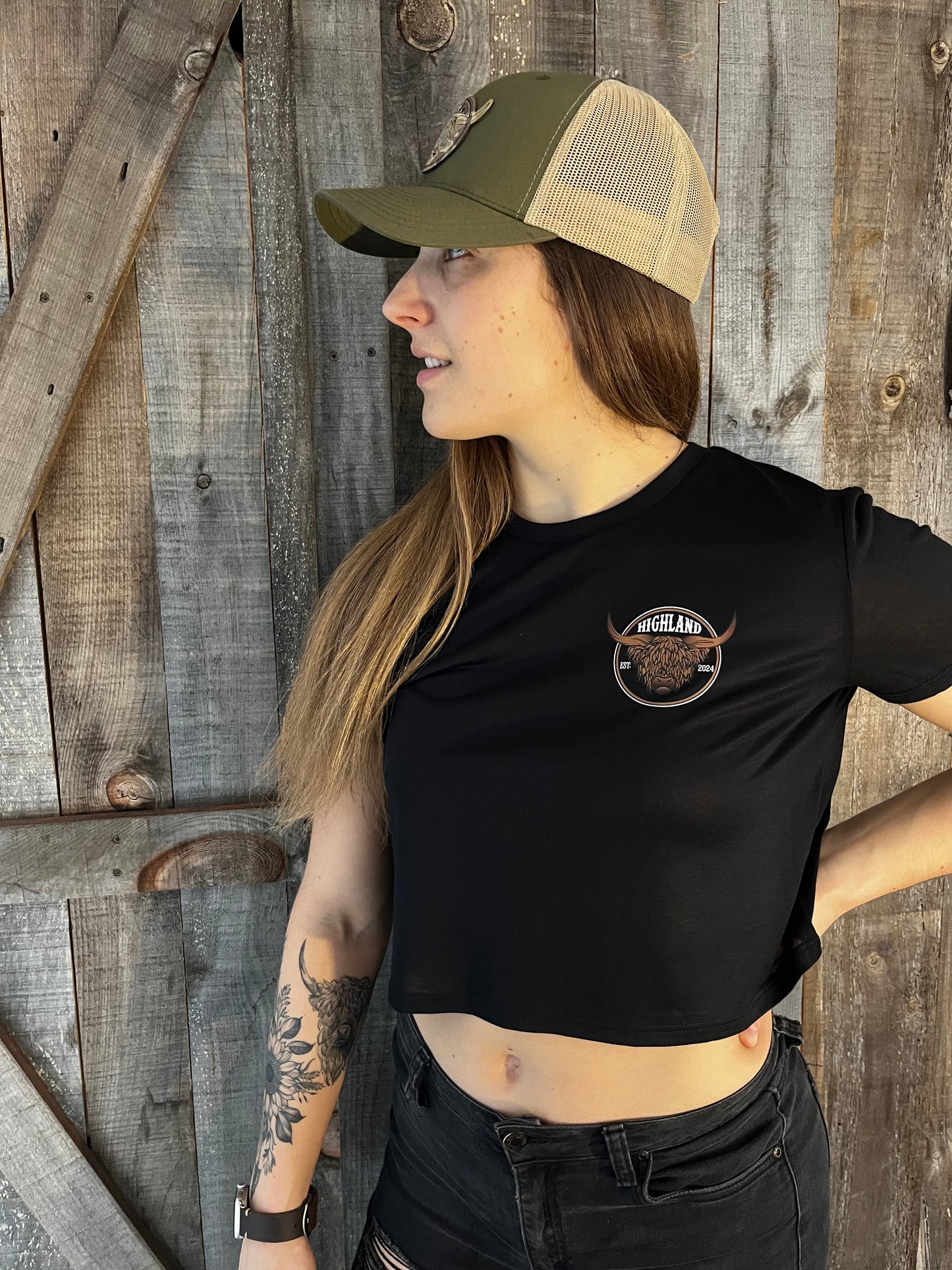 Highland Bull Black Crop Top
